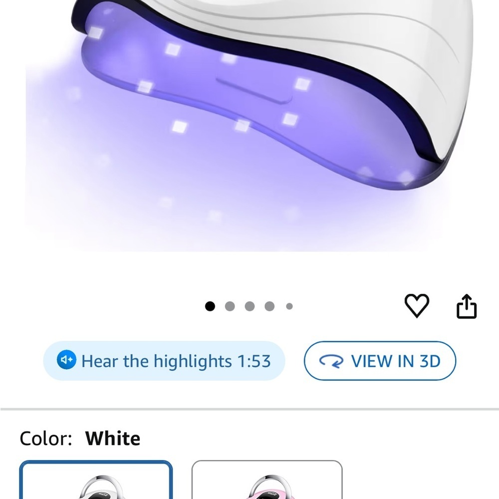 SUNUV White and Purple LED Nail Lamp - Picture 2 of 3